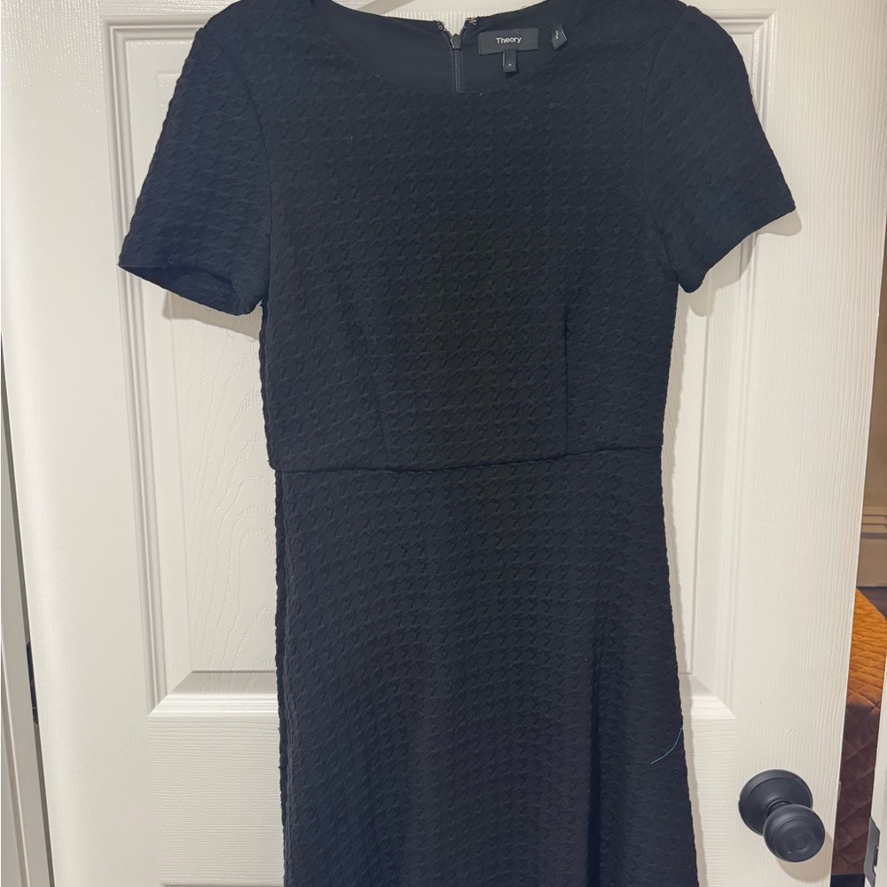 Theory Black Textured Midi Dress